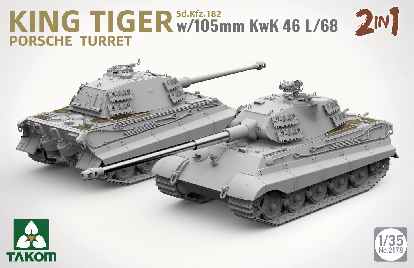 Takom 1/35 King Tiger w/105mm KwK 46L/68 2IN1 Plastic Model Kit