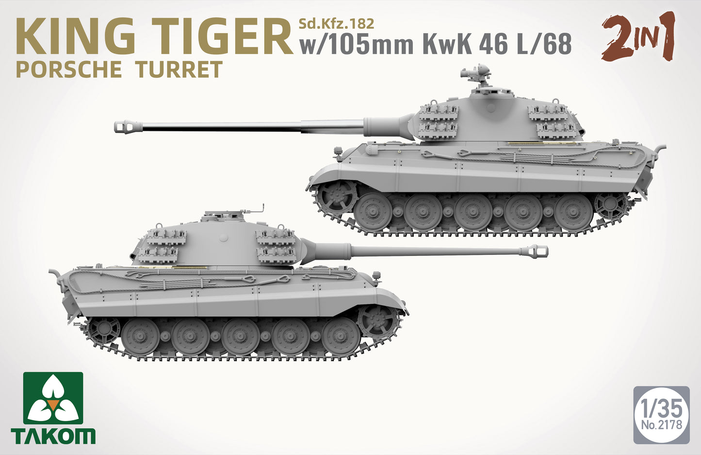 Takom 1/35 King Tiger w/105mm KwK 46L/68 2IN1 Plastic Model Kit