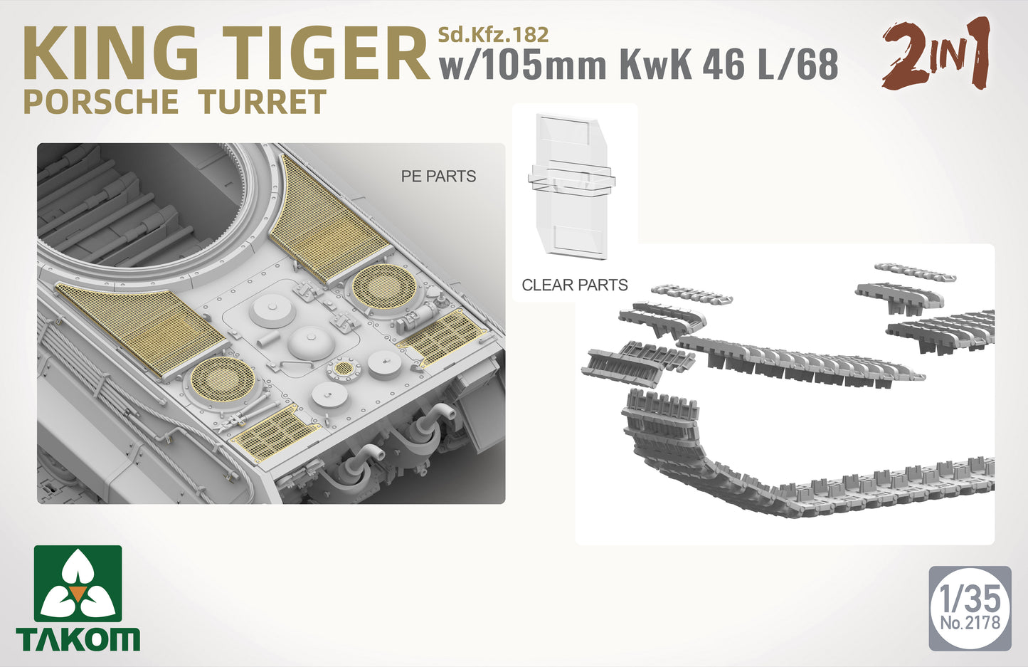 Takom 1/35 King Tiger w/105mm KwK 46L/68 2IN1 Plastic Model Kit