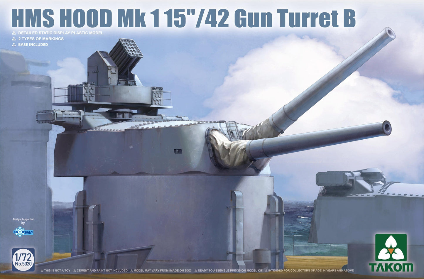 Takom 1/72 HMS Hood 15"/42 Mk1 Gun Turret B Plastic Model Kit