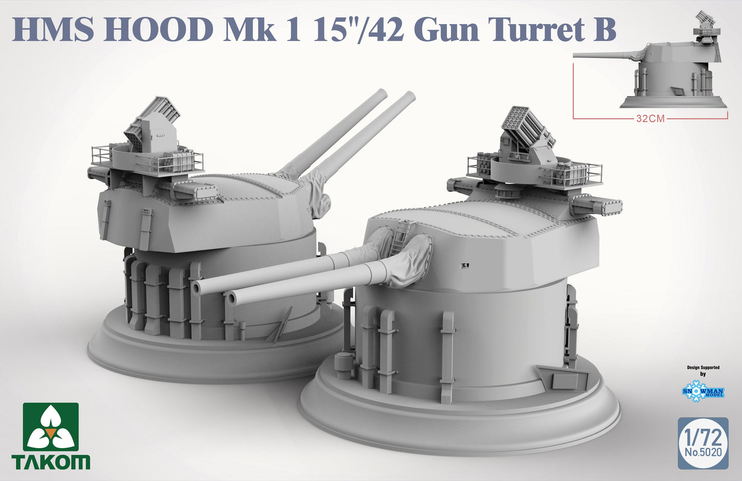 Takom 1/72 HMS Hood 15"/42 Mk1 Gun Turret B Plastic Model Kit