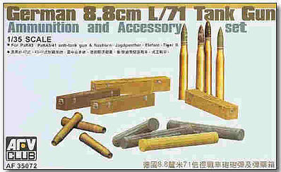 AFV Club 1/35 German 8.8cm L/71 Tank Gun Ammunition And Accessory Set Plastic Model Kit