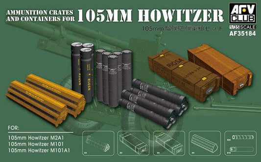 AFV Club 1/35 Ammunition Crates And Containers For 105mm Howitzer (M101/M101A1/M2A1)