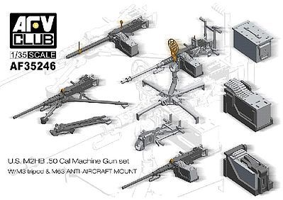 AFV Club 1/35 U.S. M2Hb .50 Cal Machine Gun Set w/M3 Tripod & M63 Anti-Aircraft Mount