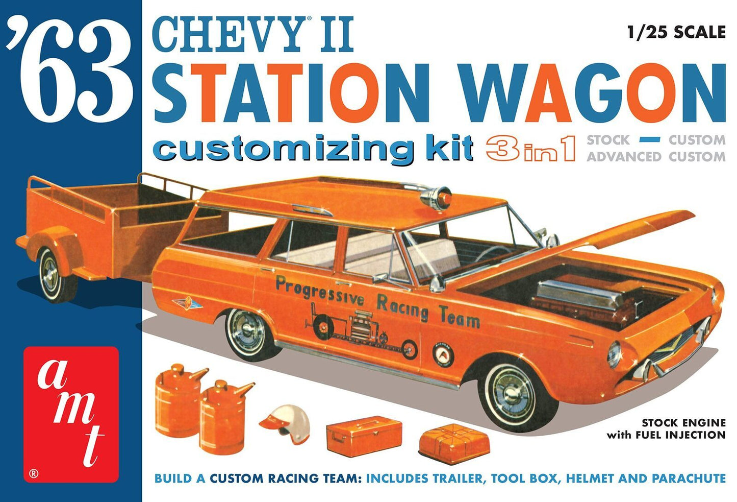 AMT 1/25 1963 Chevy II Station Wagon w/ Trailer Plastic Model Kit