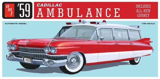 AMT 1/25 1959 Cadillac Ambulance w/Gurney Plastic Model Kit