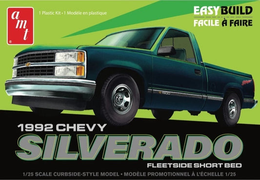 AMT 1/25 1992 Chevrolet Silverado Shortbed Fleetside Pickup Easy Build Plastic Model Kit