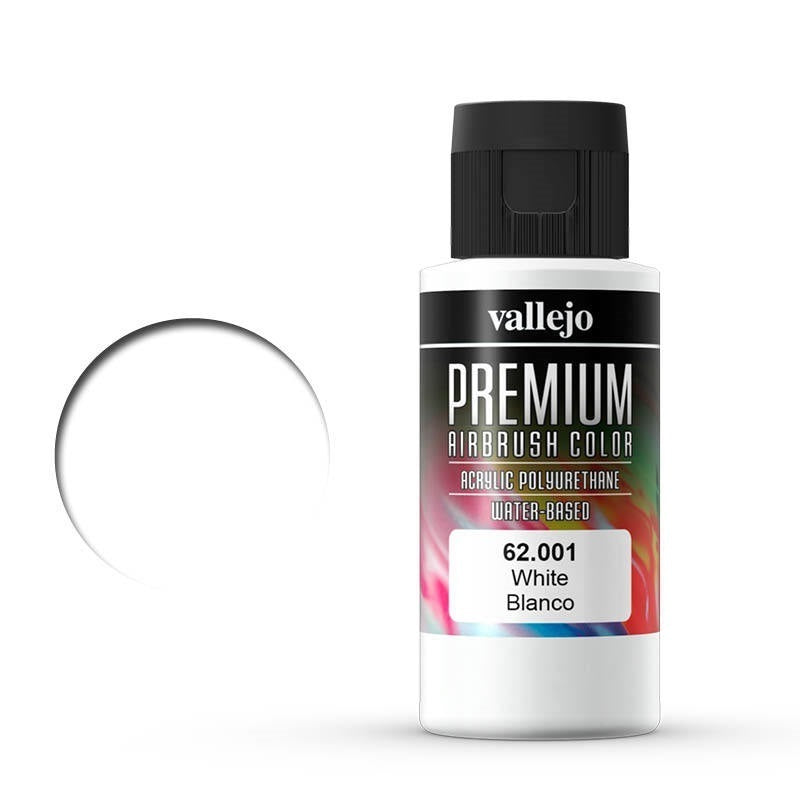 Vallejo Premium Colour White 60 ml Acrylic Airbrush Paint