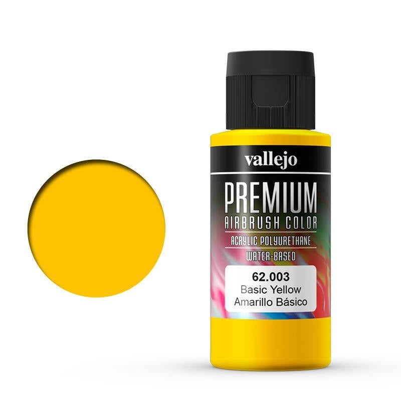 Vallejo Premium Colour Basic Yellow 60 ml Acrylic Airbrush Paint