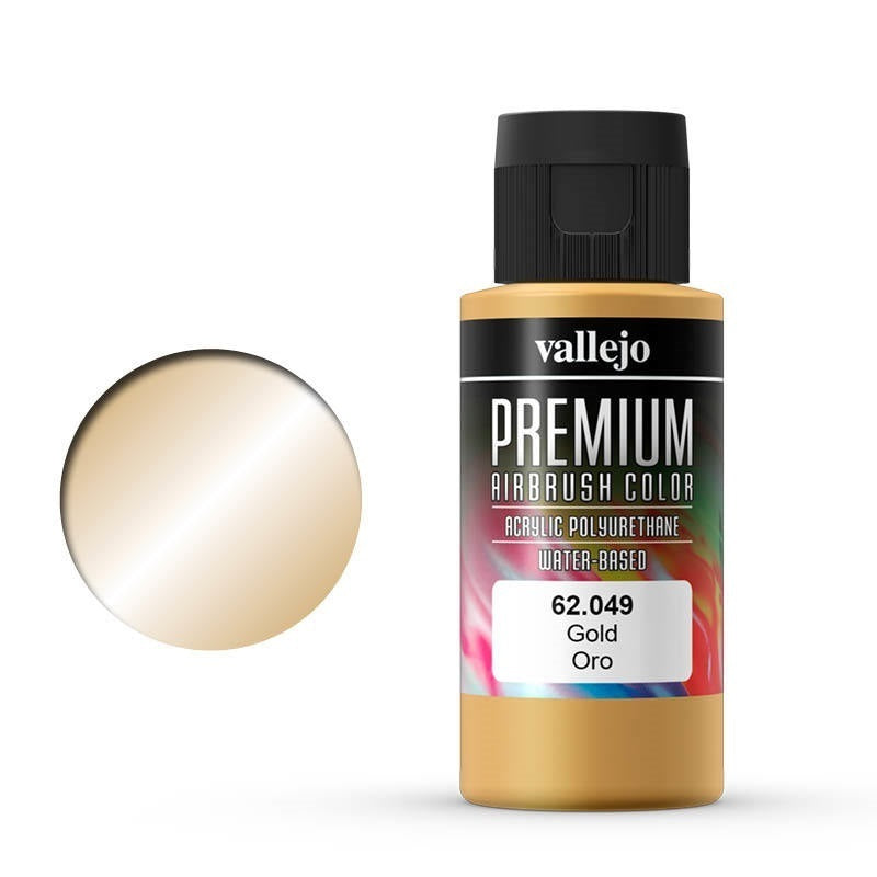 Vallejo Premium Colour Gold 60 ml Acrylic Airbrush Paint