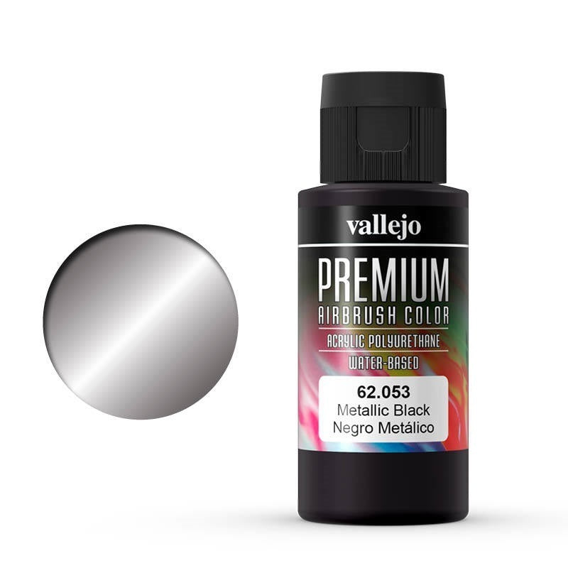 Vallejo Premium Colour Metallic Black 60 ml Acrylic Airbrush Paint