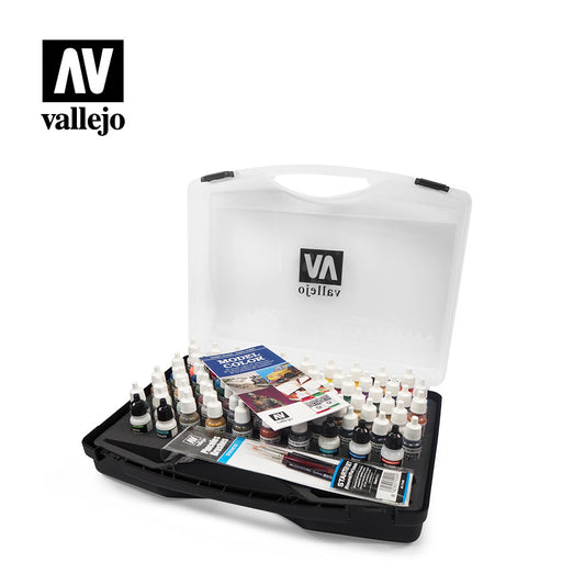 Vallejo Model Colour 72 Basic Colors + Brushes Plastic Case Acrylic Paint Set