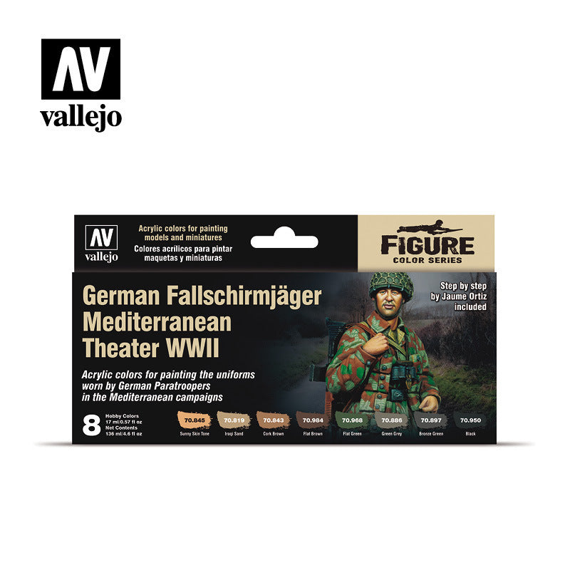 Vallejo Model Color German Fallschirmjäger Mediterranean Theater WWII Acrylic Paint Set