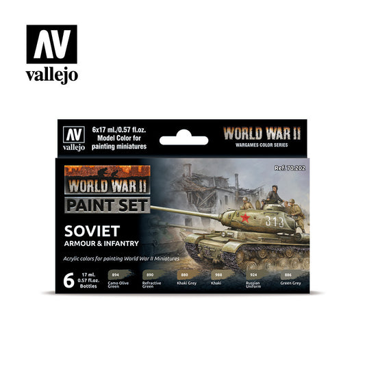 Vallejo Model Colour WWII Soviet Armour & Infantry Acrylic 6 Colour Paint Set