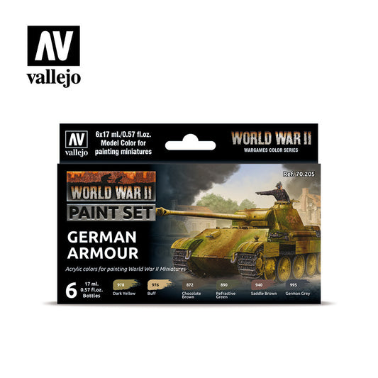 Vallejo Model Colour WWII German Armour Acrylic 6 Colour Paint Set