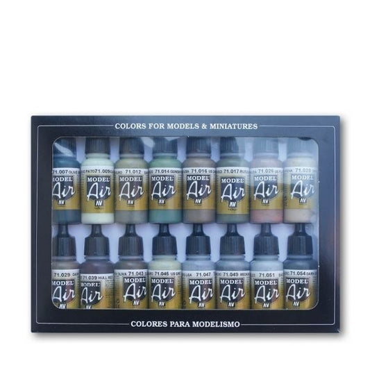 Vallejo Model Air Allied Forces WWII 16 Colour Acrylic Airbrush Paint Set