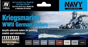 Vallejo Model Air Kriegsmarine WWII German Colors 8 Colour Acrylic Airbrush Paint Set