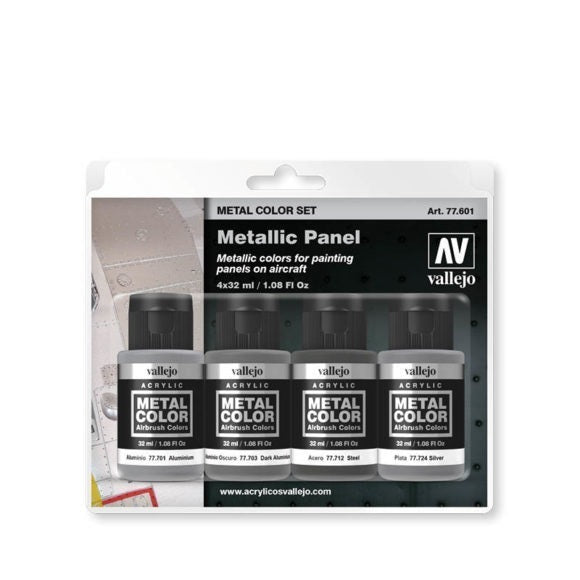 Vallejo Metal Colour Metallic Panel 4 Colour Acrylic Paint Set