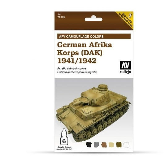 Vallejo Model Air AFV Set German Afrika Koorps 1942/1944 (DAK) 6 Colour Acrylic Paint Set