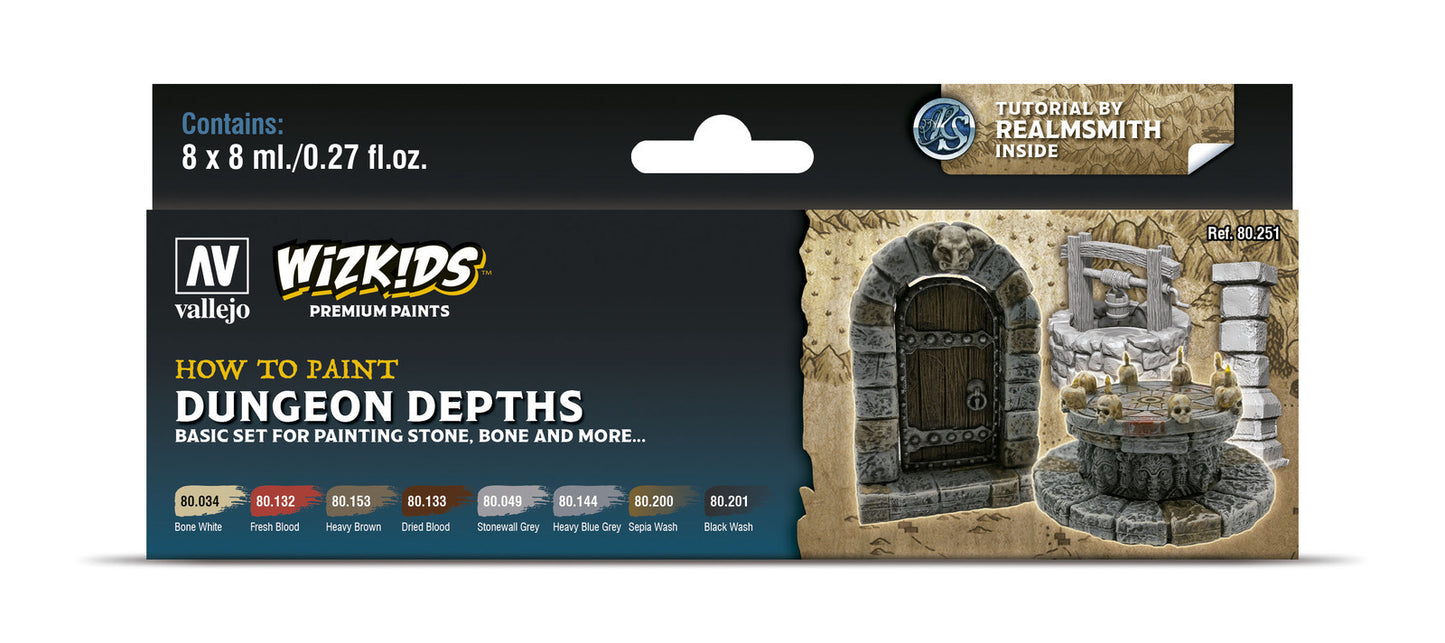 Vallejo Wizkids Premium set: Dungeon Depths Acrylic Paint Set (8 Colour Set)