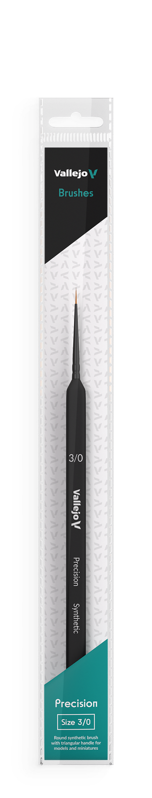 Vallejo Hobby Brushes: Precision Round Synthetic Brush, Triangular Handle No. 3/0