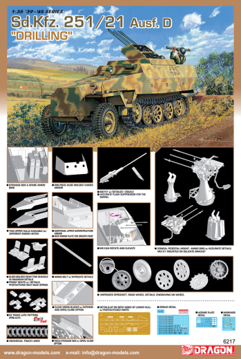 Dragon 1/35 Sd.Kfz.251/21 Ausf.D Drilling Plastic Model Kit