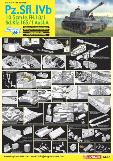 Dragon 1/35 PZ.SFL.IVB 10.5CM LE.FH18/1, SD.KFZ.165/1 AUSF.A