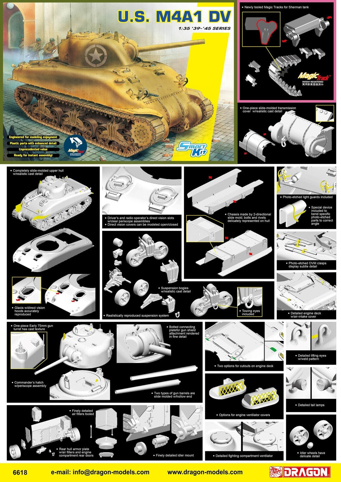 Dragon 1/35 U.S. M4A1 DV (w/ Magic Tracks) Plastic Model Kit