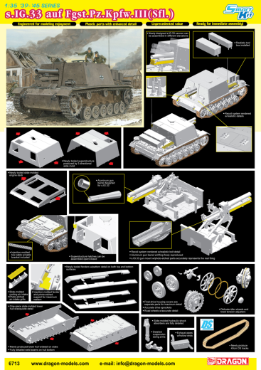 Dragon 1/35 s.IG.33 auf Fgst. Pz.Kpfw.III(Sfl.) (SMART KIT)