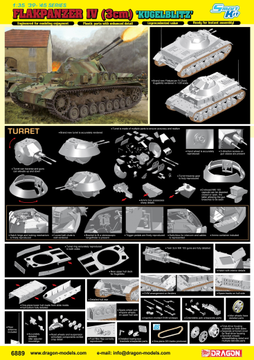 Dragon 1/35 Flakpanzer IV (3cm) 'Kügelblitz' (Smart Kit)