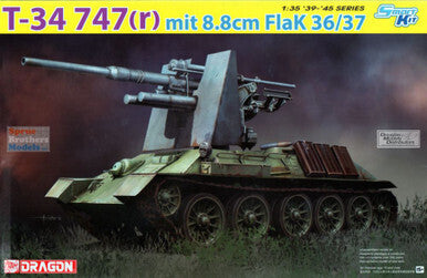 Dragon 1/35 T-34 747(r) mit 8.8cm FlaK 36/37 Plastic Model Kit