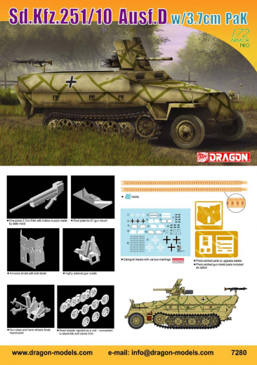 Dragon 1/72 Sd.Kfz.251/10 Ausf.D w/3.7cm PaK Plastic Model Kit