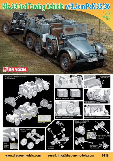 Dragon 1/72 Kfz.69 6x4 TOWING VEHICLE & 3.7cm PaK 35/36