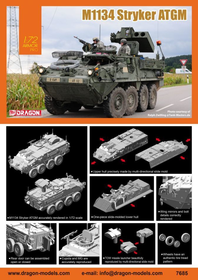 Dragon 1/72 M1134 Stryker ATGM Plastic Model Kit