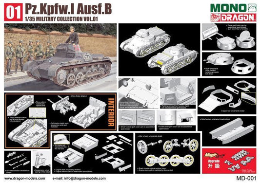 Mono X Dragon MD-001 1/35 Pz.Kpfw.I Ausf.B w/Interior Plastic Model Kit