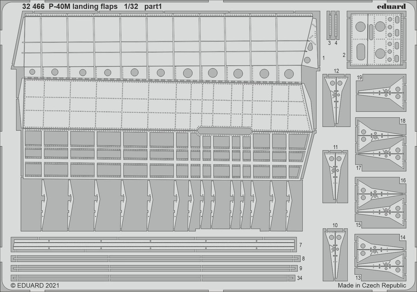 Eduard 1/32 P-40M landing flaps Photo etched parts