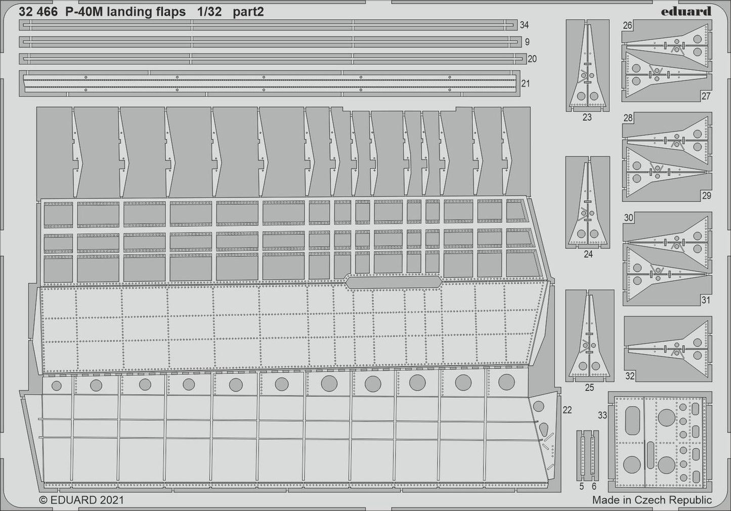 Eduard 1/32 P-40M landing flaps Photo etched parts