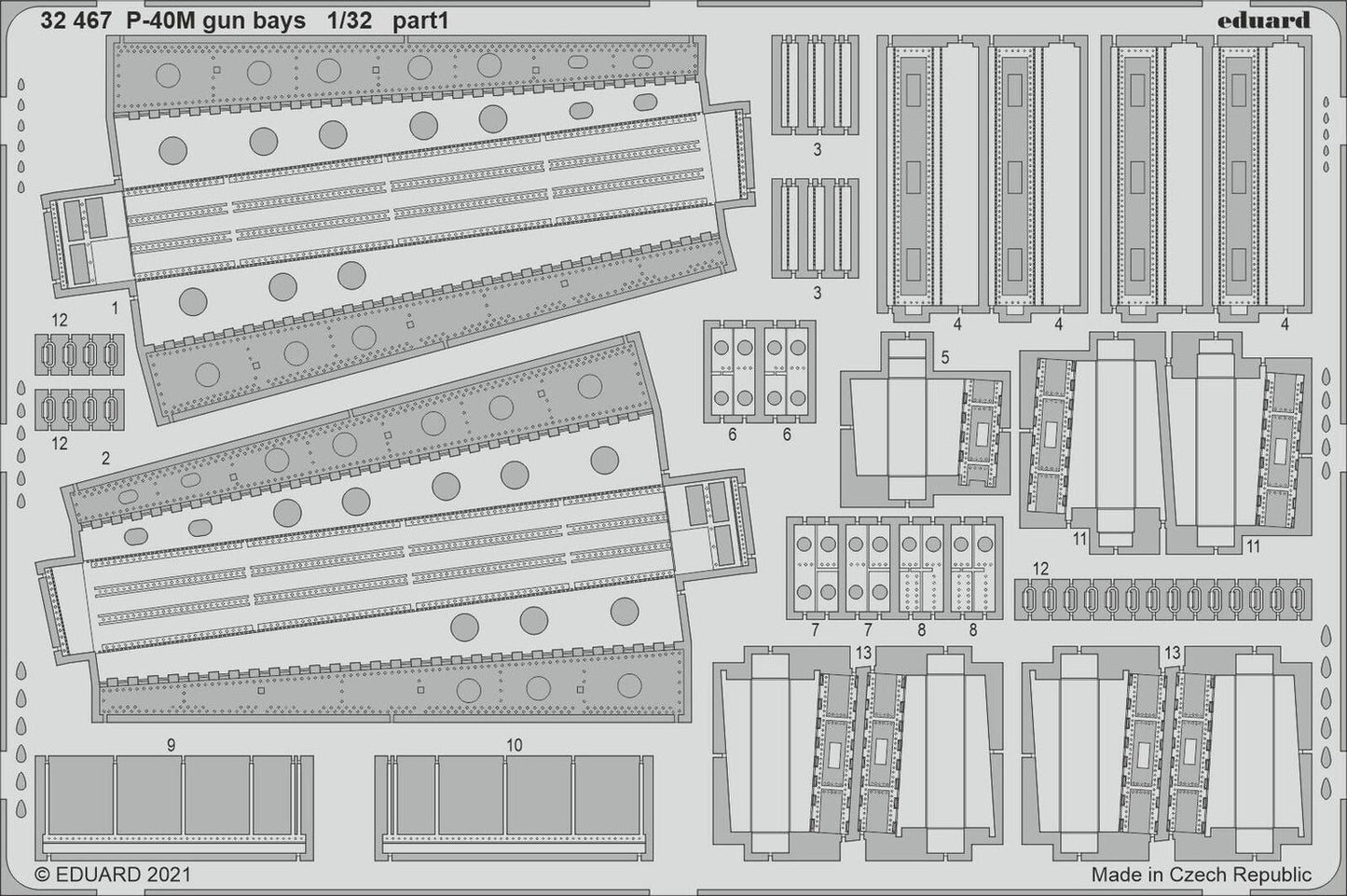 Eduard 1/32 P-40M gun bays Photo etched parts