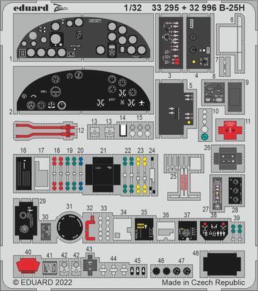 Eduard 1/32 B-25H interior Photo etched set for HKM [32996]