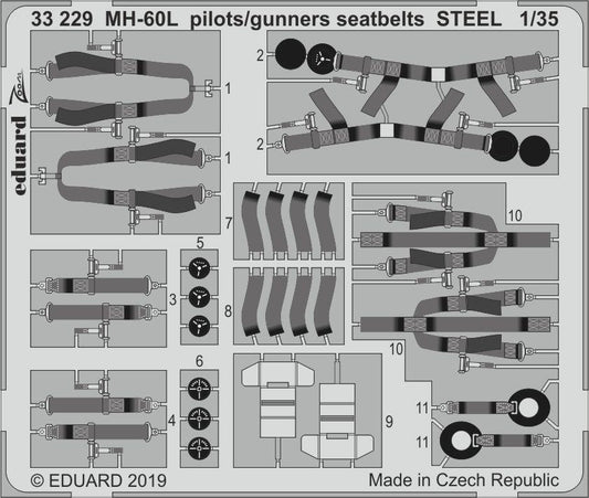 Eduard 1/35 MH-60L pilots/ gunners seatbelts STEEL Photo-etch set (Kitty Hawk)