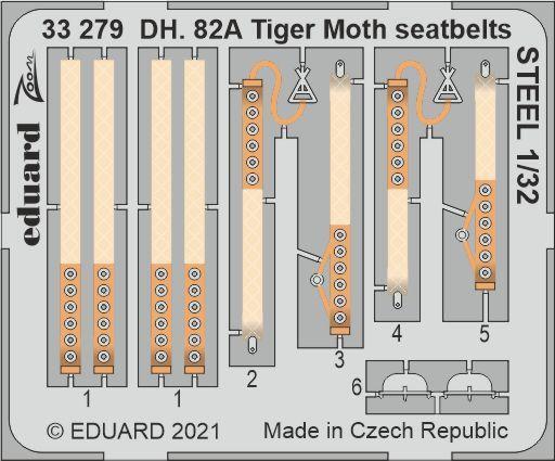 Eduard 1/32 DH. 82A Tiger Moth seatbelts STEEL Photo etched parts