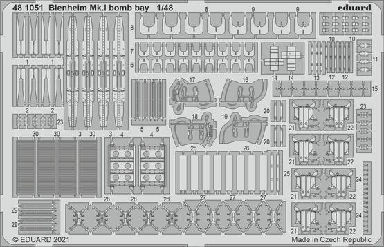 Eduard 1/48 Blenheim Mk.I bomb bay Photo etched parts