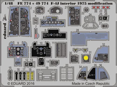 Eduard 1/48 F-4J interior 1975 modification (Academy)