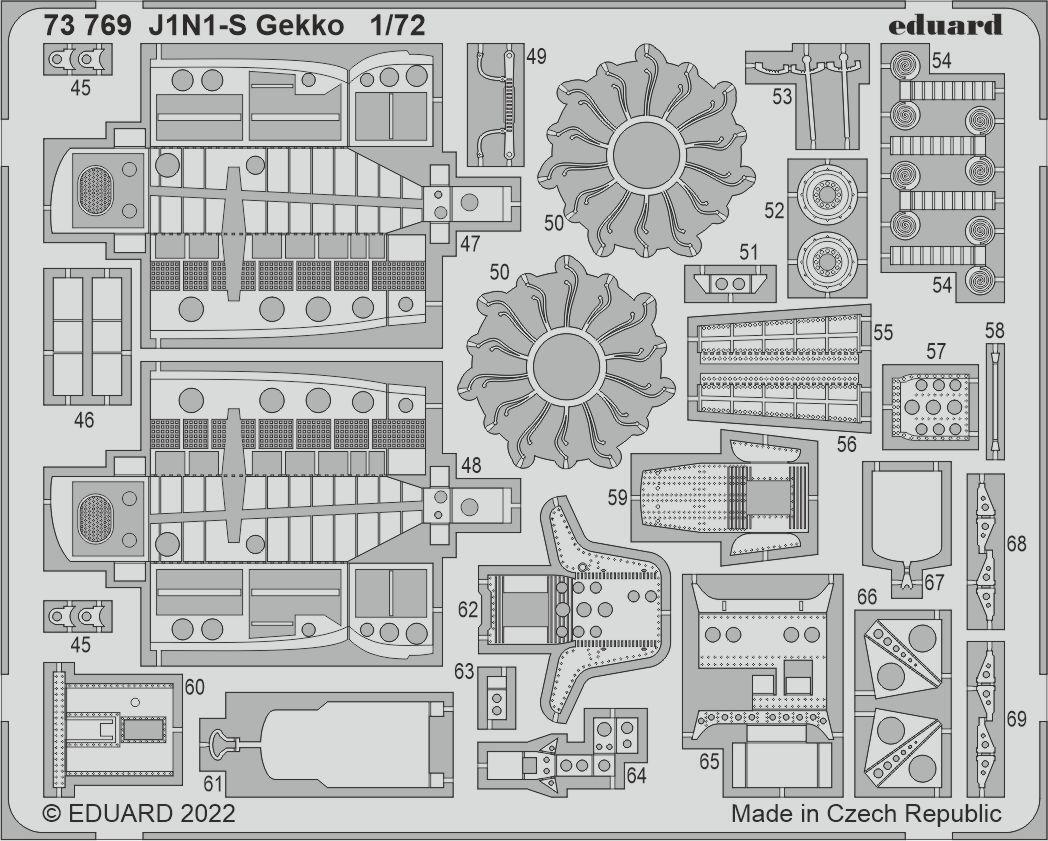 Eduard 1/72 J1N1-S Gekko Photo etched parts