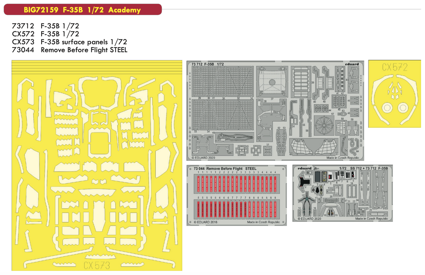 Eduard 1/72 F-35B Photo etch set (Academy) Big Ed