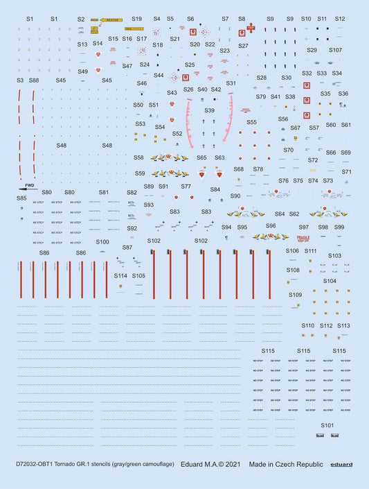 Eduard 1/72 Tornado GR.1 stencils (gray/green camouflage) Decals