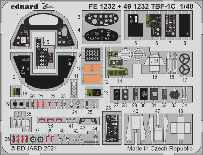 Eduard 1/48 TBF-1C (Academy) Colour Photo Etch Set