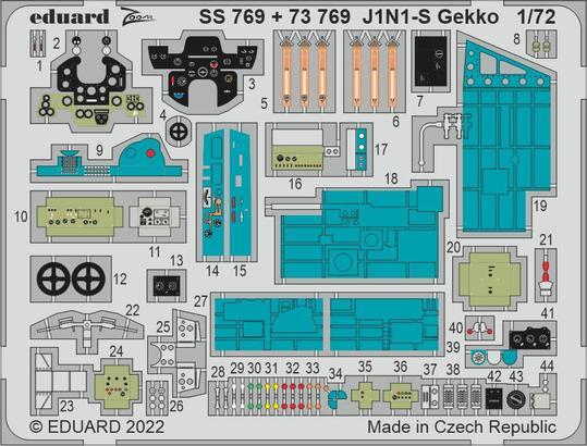 Eduard 1/72 J1N1-S Gekko Photo etched parts