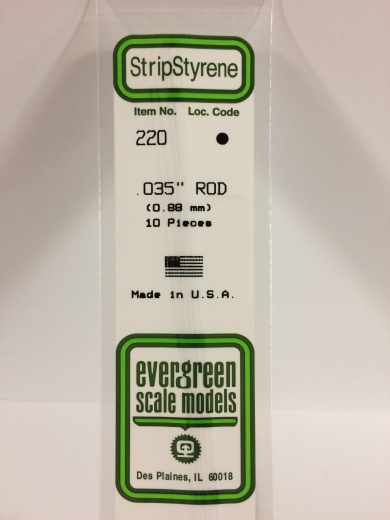 Evergreen White Polystyrene Rod 0.0350 x 14" / 0.88mm x 36cm (10)