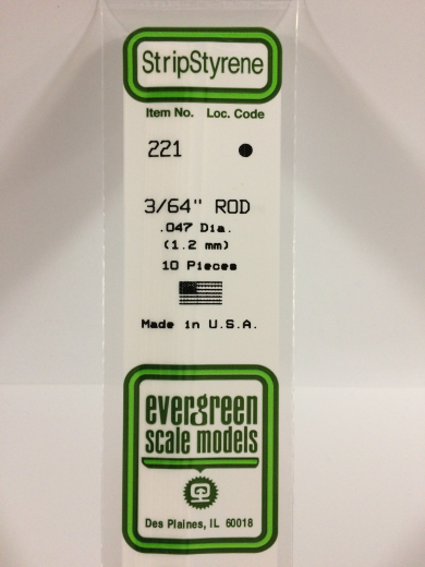 Evergreen White Polystyrene Rod 0.047 x 14" / 1.2mm x 36cm (10)